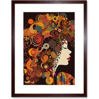 Artery8 Wall Art Print Kandinsky Inspired Woman Portrait Modern Folk Artwork Framed 9X7 Inch in Brown | Size: W7" x H9"