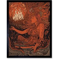 Artery8 Wall Art Print You Light my Fire The Temptress Concept Art Framed in Black | Size: W12" x H16"