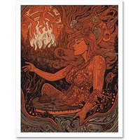 Artery8 Wall Art Print You Light my Fire The Temptress Concept Art Framed in White | Size: W12" x H16"