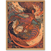 Artery8 Wall Art Print Astral Projection Conceptual Art Art Framed in Light Oak | Size: W12" x H16"