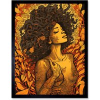 Artery8 Wall Art Print I'm an Autumn Amber & Red Modern Art Framed in Black | Size: W12" x H16"