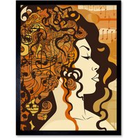 Artery8 Wall Art Print Music Festival Retro Boho Poster Art Framed in Black | Size: W12" x H16"