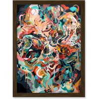 Artery8 Henri Matisse Inspired Abstract Shapes Framed Wall Art Print A4 in Brown