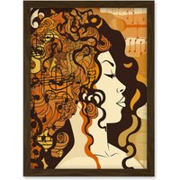 Artery8 Music Festival Retro Illustration Boho Poster Artwork Framed Wall Art Print A4 in Brown