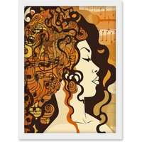 Artery8 Music Festival Retro Illustration Boho Poster Artwork Framed Wall Art Print A4 in White