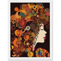 Artery8 Kandinsky Inspired Woman Portrait Modern Folk Art Artwork Framed Wall Art Print A4 in White