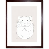 Artery8 Wall Art Print Cute Hamster Portrait Simple Artwork Framed 9X7 Inch in Brown | Size: W7" x H9"