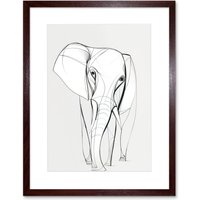Artery8 Wall Art Print Elephant Minimal Line Simple Drawing Artwork Framed 9X7 Inch in Brown | Size: W7" x H9"