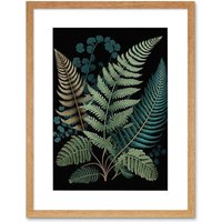 Artery8 Wall Art Print Detailed Leaves Fern Fronds Botanical Artwork Framed 9X7 Inch in Beige | Size: W7" x H9"