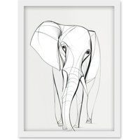 Artery8 Elephant Minimal Line Simple Drawing Illustration Artwork Framed Wall Art Print A4 in White