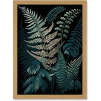 Artery8 Fern Frond Detailed Botanical Species Illustration Artwork Framed Wall Art Print A4 in Light Oak