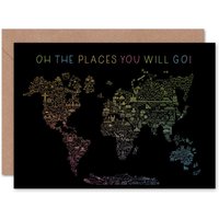 Artery8 Oh The Places You Will Go Bon Voyage Travel Adventure Greeting Card in Black