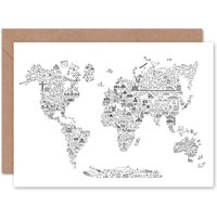 Artery8 World Travel Map Farewell Bon Voyage Greeting Card in White