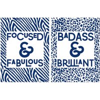 Artery8 Wall Art Print Pack of 2 A4 Focused & Fabulous Badass & Brilliant Typography Zebra Leopard Pattern Office Living Room s Set