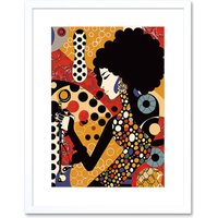 Artery8 Wall Art Print Soul Music Singer Multicoloured Dots Pattern Artwork Framed 9X7 Inch in White | Size: W7" x H9"