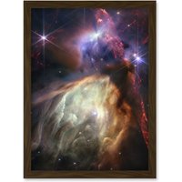 Artery8 NASA James Webb Space Telescope Rho Ophiuchi Cloud Complex Artwork Framed Wall Art Print A4 in Brown