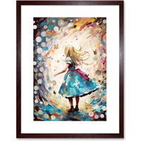 Artery8 Wall Art Print Alice in Wonderland Clocks Down the Rabbit Hole Artwork Framed 9X7 Inch in Brown | Size: W7" x H9"
