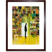 Artery8 Wall Art Print The Silence a Person Finds in a Quiet Library Artwork Framed 9X7 Inch in Brown | Size: W7" x H9"