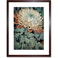 Artery8 Wall Art Print Pastel Gradient Colour Chrysanthemum Flower Bloom Artwork Framed 9X7 Inch in Brown | Size: W7" x H9"