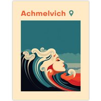 Artery8 Wall Art Print The Seaside Calls Achmelvich Beach Lochinver Scotland UK Modern Woman of the Waves Sea Siren Ocean Poster | Size: W18" x H24"