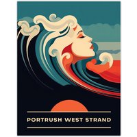 Artery8 Wall Art Print The Seaside Calls Portrush West Strand Northern Ireland UK Sunset Woman of the Waves Sea Siren Ocean Poster