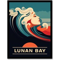 Artery8 Wall Art Print The Seaside Calls Lunan Bay Beach Montrose Scotland UK Sunset Woman of the Waves Sea Siren Ocean Art Framed