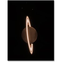 Artery8 Wall Art Print NASA James Webb Space Telescope Saturns Rings Shine Planet Bedroom Decor Art Framed in Black | Size: W12" x H16"