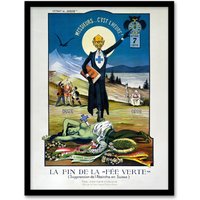 Artery8 Wall Art Print Swiss Vintage Advert Anti Absinthe Prohibition 1910 The End of the Green Fairy Pub Bar Décor Art Framed | Size: W12" x H16"