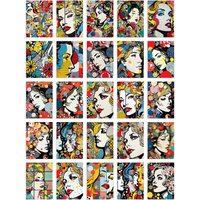 Artery8 Wall Art Print 50 Pcs Fashion Face Pop Art Bubble Comic Halftone Aesthetic Collage Kit s A6 Set Pack 15x10 cm (6x4") Decor Student Teen Polka