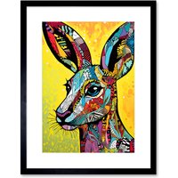 Artery8 Wall Art Print Kangaroo Head Traditional Folk Pattern Portrait Vibrant Colourful Patterns Modern Pop Artwork Framed 9X7 Inch