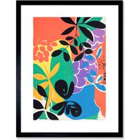 Artery8 Wall Art Print Henri Matisse Inspired Plant Shapes Acrylic Painting Abstract Bright Colourful Artwork Framed 9X7 Inch | Size: W7" x H9"