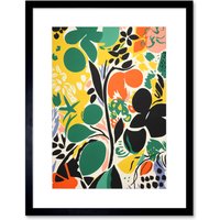 Artery8 Wall Art Print Henri Matisse Inspired Botanical Garden Acrylic Painting Abstract Bright Shapes Artwork Framed 9X7 Inch | Size: W7" x H9"