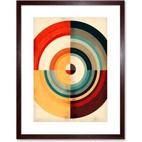 Artery8 Wall Art Print Concentric Circles Bauhaus Style Minimal Colourful Vintage Artwork Framed 9X7 Inch in Brown | Size: W7" x H9"