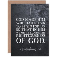 Artery8 Bible Card 2 Corinthians 5:21 God Made Him Who Had No Sin Christian Bible Verse Card