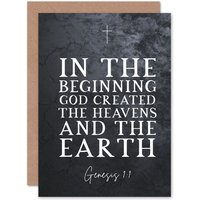 Artery8 Bible Card Genesis 1:1 In The Beginning GOD created the Heavens & the Earth Christian Bible Verse Card