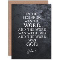 Artery8 Bible Card John 1:1 The Word Was God Christian Bible Verse Card