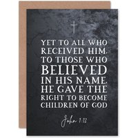 Artery8 Bible Card John 1:12 Belief The Right To Become Children Of God Christian Bible Verse Card