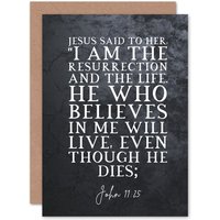 Artery8 Bible Card John 11:25 Jesus I am the resurrection & the life Christian Bible Verse Card