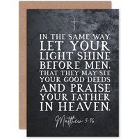 Artery8 Bible Card Matthew 5:16 Let Your Light Shine Good Deeds Praise Father in Heaven Christian Bible Verse Card