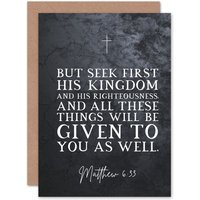 Artery8 Bible Card Matthew 6:33 See First His Kingdom & Righteousness Christian Bible Verse Card