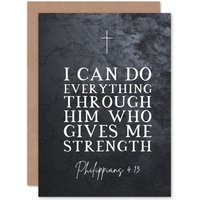 Artery8 Bible Card Philippians 4:13 Everything Through Him Who Gives Me Strength Christian Bible Verse Card