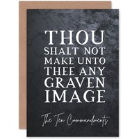 Artery8 Bible Card Ten Commandments Thou Shalt Not Make Craven Image Christian Bible Verse Card