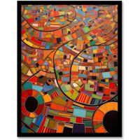 Artery8 Aerial African Abstract Africa Bright Colours Artwork Framed Wall Art Print A4 in Black
