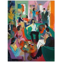 Artery8 After Dinner Cocktails Colourful Modern Abstract Painting Unframed Wall Art Print Poster Home Decor Premium | Size: W12" x H16"