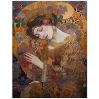 Artery8 Asleep Gustav Klimt-Inspired Portrait Of A Woman Bedroom Large Wall Art Poster Print Thick Paper 18X24 Inch | Size: W18" x H24"