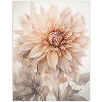 Artery8 Elegant Dahlia Soft Pastel Flower Aesthetic Calm Pastel Tone Petals Unframed Wall Art Print Poster Home Decor Premium | Size: W12" x H16"
