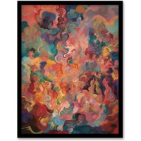 Artery8 The Hedonism Rainbow By Susan Dumont Flowing Abstract Pastels Art Print Framed Poster Wall Decor 12x16 inch in Black | Size: W12" x H16"