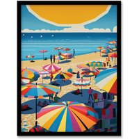 Artery8 The Midday Sun Saint-Tropez By Goeff Turner Giant Sunrise Sun Kissed Shores Playful Beachside Artwork Seaside Bathroom Art Print Framed