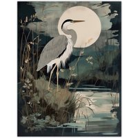 Artery8 Supper Time By George Sinclair Moonlit Heron Earthy Vintage Botanical Aesthetic Large Wall Art Poster Print Thick Paper 18X24 Inch