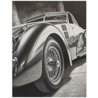 Artery8 Hyper Realism Pencil Drawing Sports Car Graphic Gift For Him Extra Large XL Wall Art Poster Print | Size: W24" x H32"